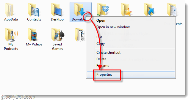 Windows-kansion ominaisuudet lataamista varten