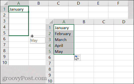 Excelin automaattisen täytön kuukaudet