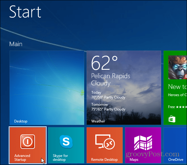 Käynnistä Windows 8.1 Advanced Startup Easy Way