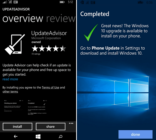 päivitä ja päivitä neuvontasovellukset Windows Phone