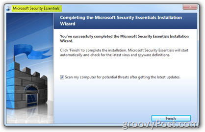 Microsoft Security Essentials -asennus