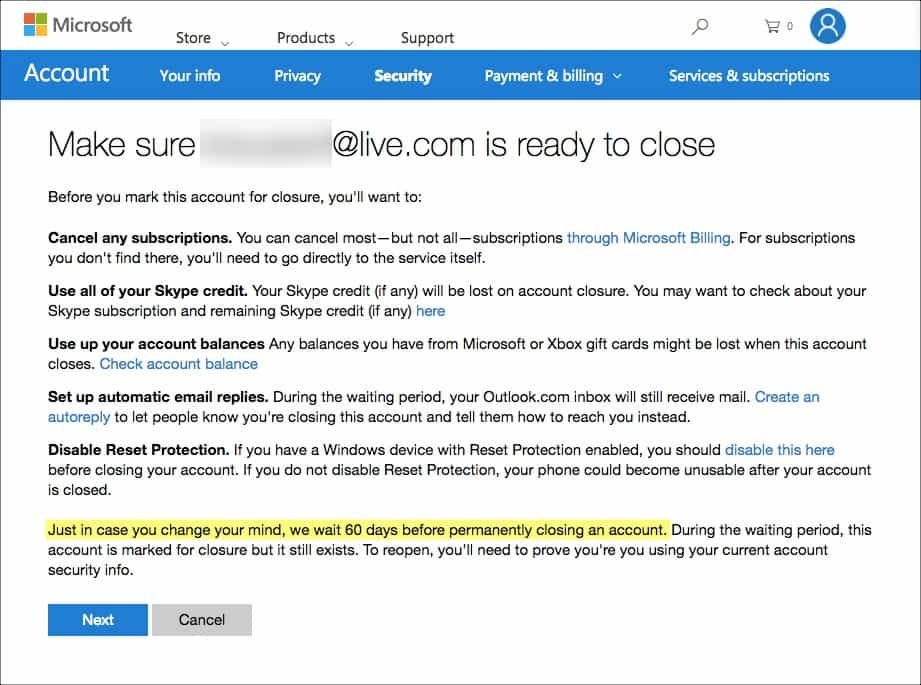 Kuinka pysyvästi poistaa Hotmail-, Windows Live- ja Outlook-tilisi