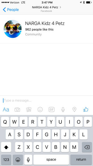 facebook messenger -sovelluksen näyttö