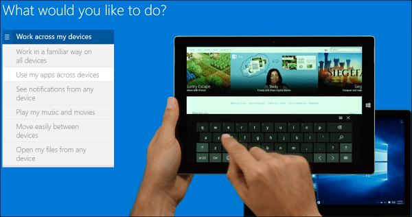 Windows 10: n esittely selaimessa asentamatta sitä