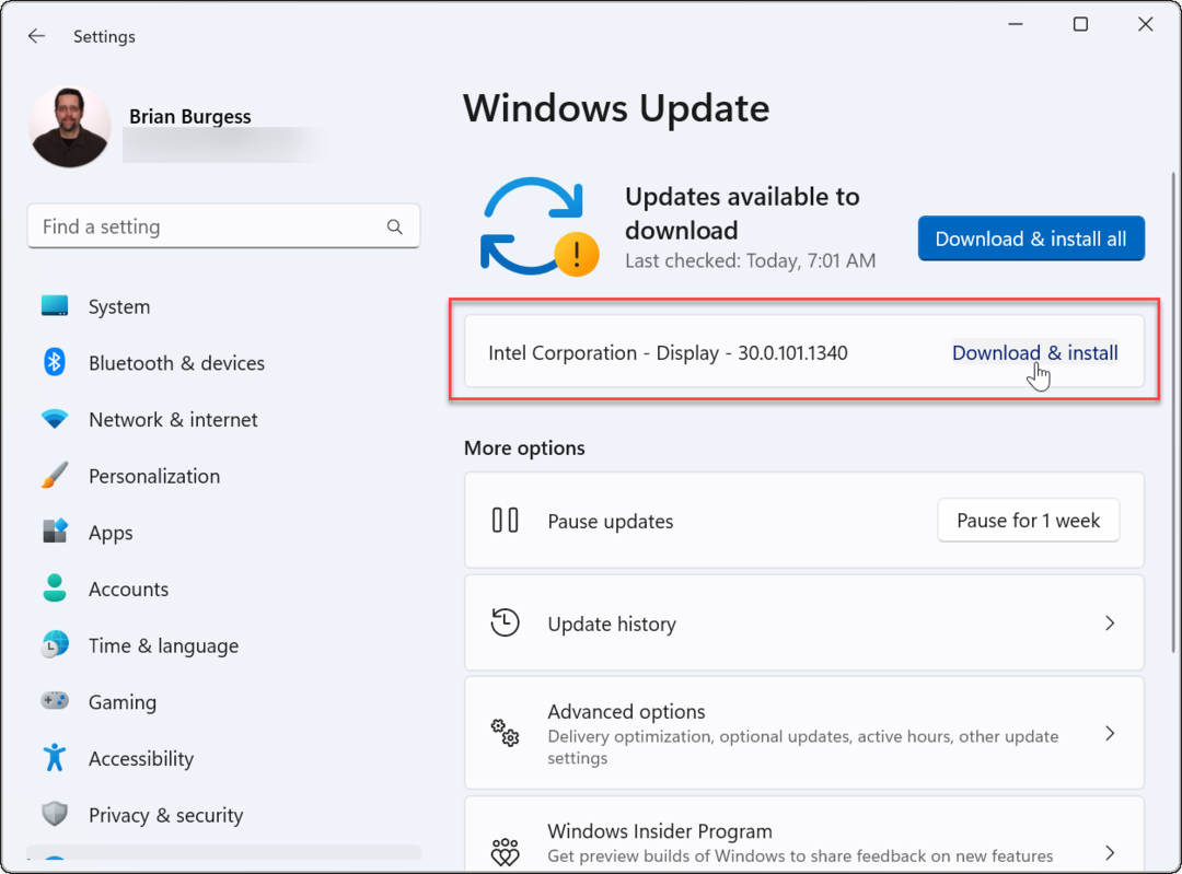 Windows Update -ohjain