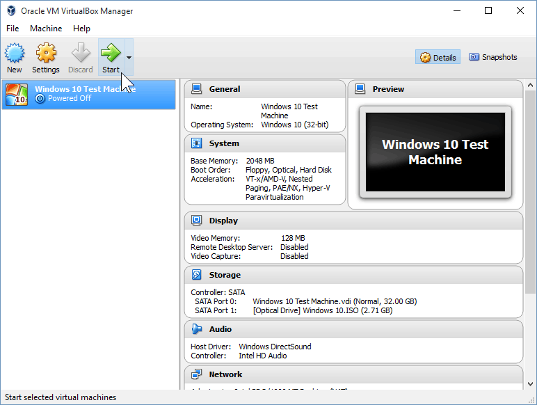12 Käynnistä virtuaalikone (Windows 10 Install)