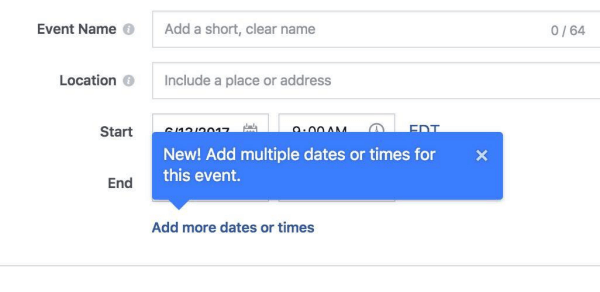Facebook sallii nyt järjestäjien lisätä useita kertoja ja päivämääriä Facebook-tapahtumiin.