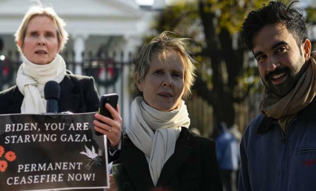 Amerikkalainen näyttelijä Cyntia Nixon puhui palestiinalaisten puolesta Valkoisen talon edestä!