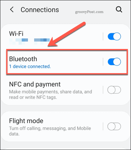 Androidin Bluetooth-asetusvalikko