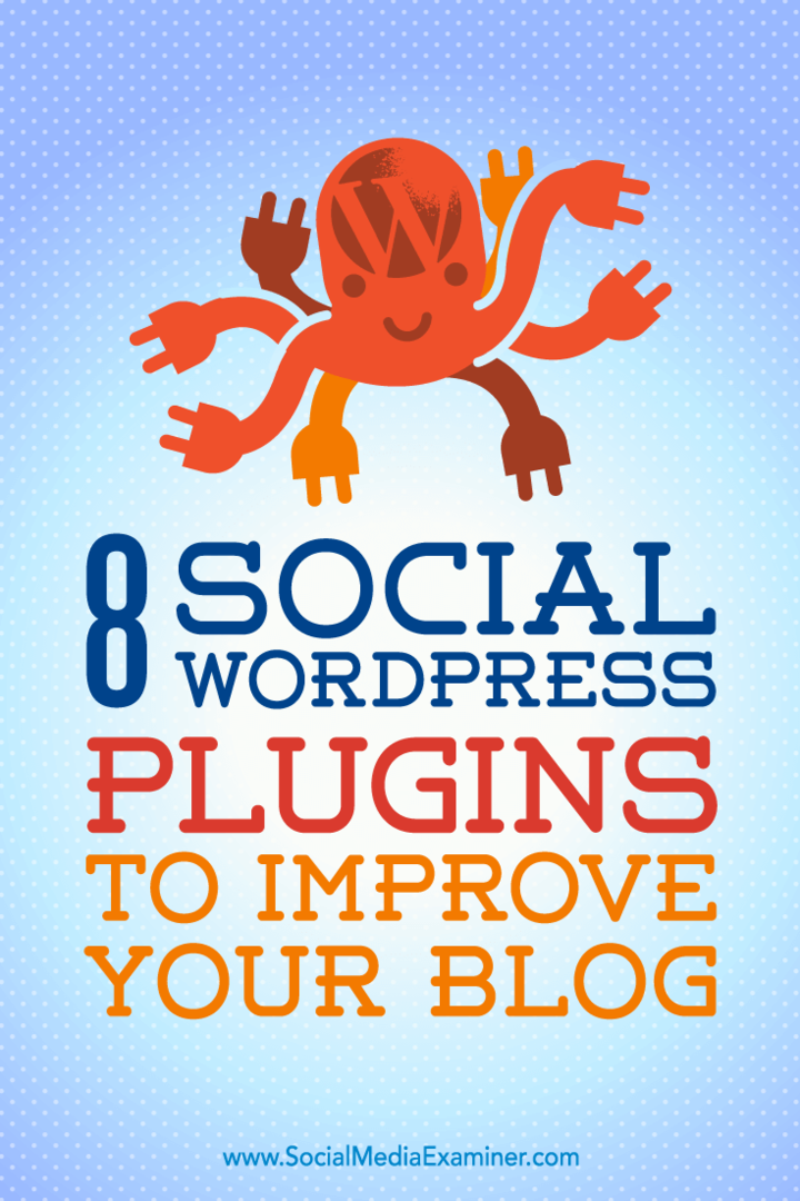 8 sosiaalista WordPress-laajennusta blogisi parantamiseksi, kirjoittanut Kristel Cuenta sosiaalisen median tutkijasta.