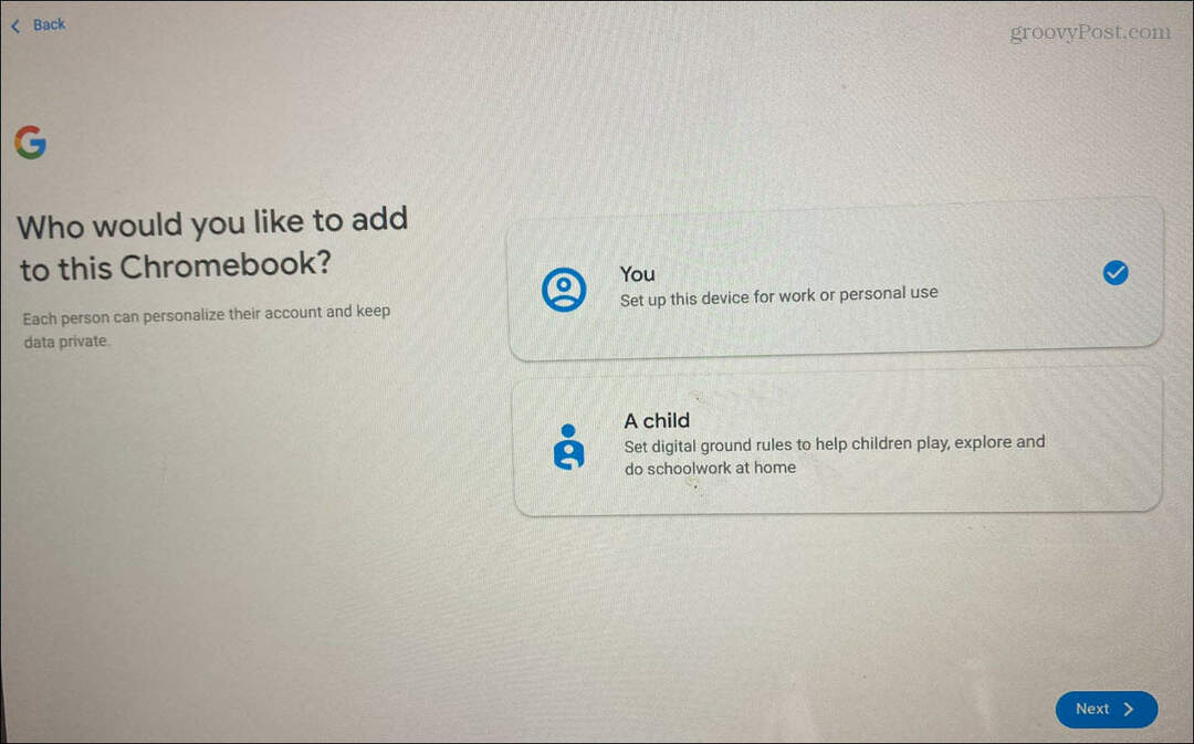 Käyttäjän lisääminen Chromebookiin