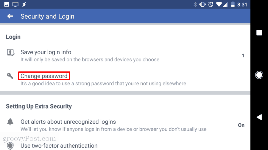 facebook vaihtaa salasanan