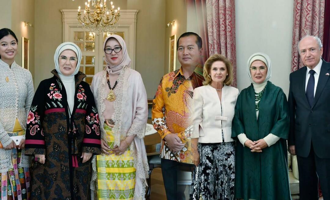Emine Erdoğan tapasi suurlähettiläät ja heidän puolisonsa, joiden toimikausi päättyy syyskuussa