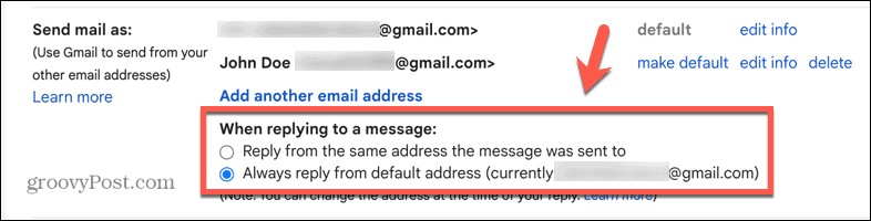 gmail vastaus osoitteesta
