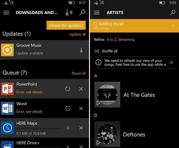 Groove-musiikkipäivitys Windows 10 Mobile