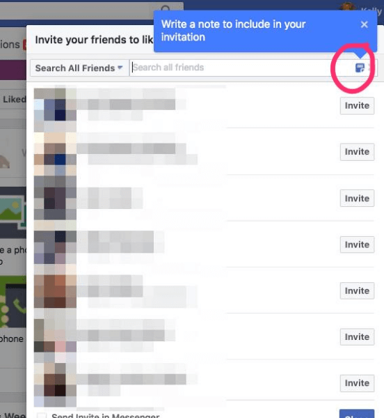 Facebook lisäsi vaihtoehdon sisällyttää henkilökohtainen muistiinpano kutsuilla sivun tykkäämiseksi.