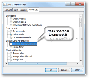 poista Internet Explorer Java