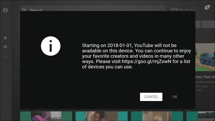 YouTube ei enää ole saatavana palo-TV: nä