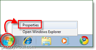 Käynnistä-valikon ominaisuudet Windows 7: ssä