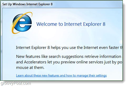 tervetuloa Internet Exploreriin 8