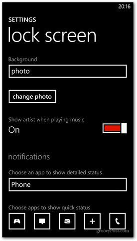 Windows Phone 8 mukauttaa lukitusnäyttöasetuksia