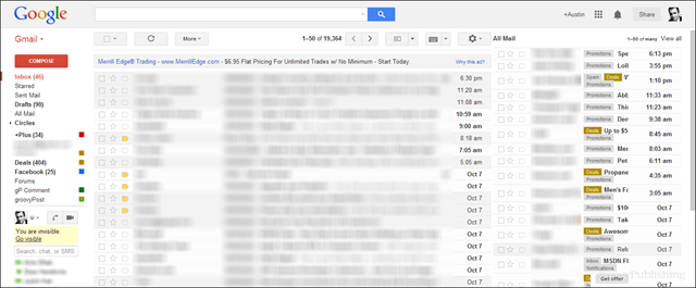 esikatselukuva gmailista, jossa kaikki postit ovat 2. ruudussa oikealla