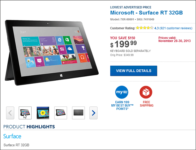Best Buy Black Friday -tarjous: Microsoft Surface RT 32 Gt 199 dollaria