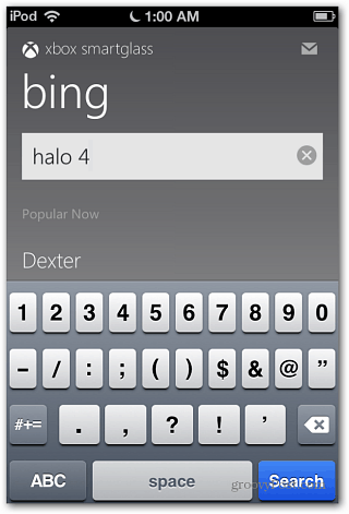 SmartGlass Bing -haku iOS
