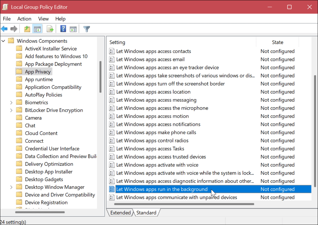 Poista taustasovellukset käytöstä Windows 11:ssä