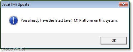 Näyttökuva: Windows 7 Java Update Check Complete Jucheck.exe