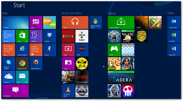Windows 8: n aloitusnäyttö