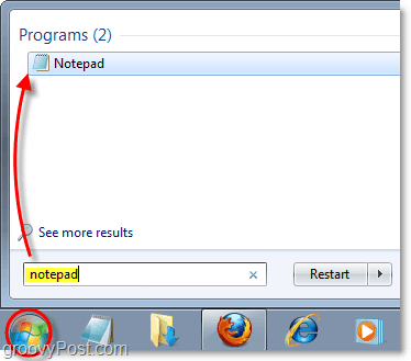 avaa muistikirja Windows 7: ssä
