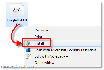 asenna lisätäksesi fontin Windows 7: ään 