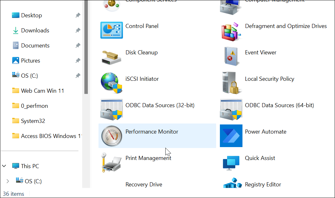 Suorituskyvyn valvonta Windows 11:ssä