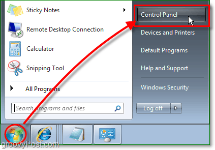 Napsauta Windows 7: n Käynnistä-orb-valikkoa ja napsauta sitten ohjauspaneelia aloittaaksesi IE: n poistamisen