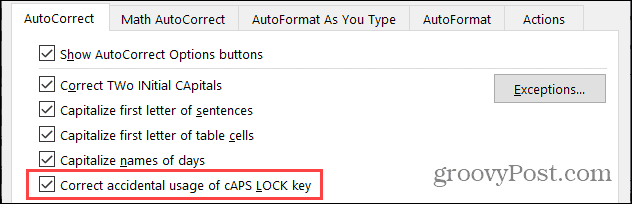 Automaattinen korjaus Caps Lock Windowsissa