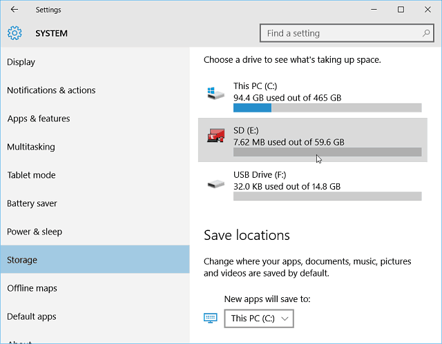 Kuinka saada Windows 10 asentamaan sovelluksia SD-kortille