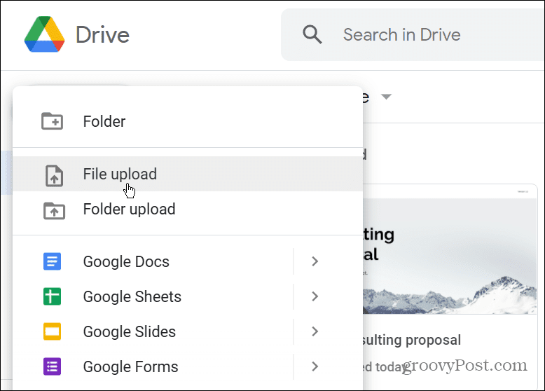 Google Drive -tiedoston lataus