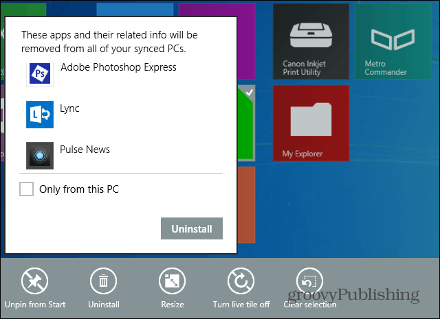 Windows 8.1 on helppo poistaa useita sovelluksia kerralla