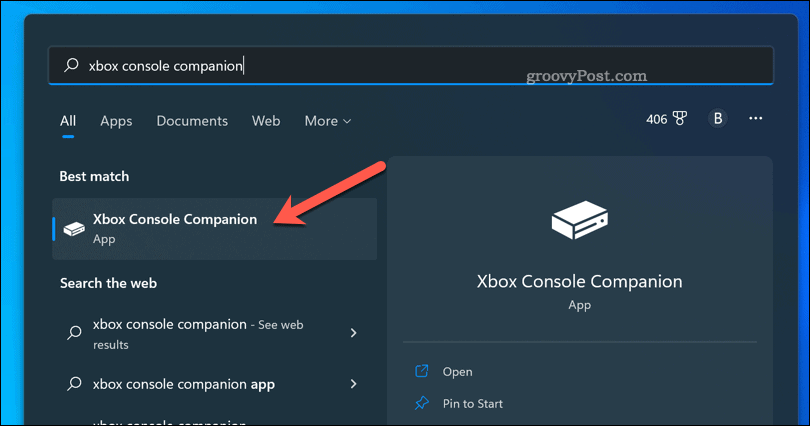 Avaa Xbox-kumppanisovellus Windows 11:ssä