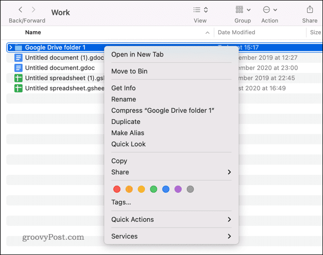 Kansion kopioiminen Macin Google Drivessa
