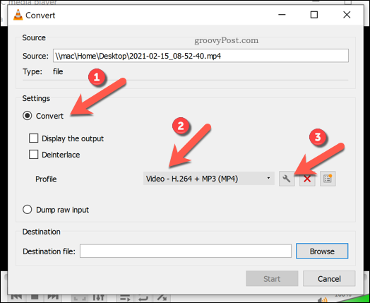 Muunnosasetusten määrittäminen VLC: ssä Windowsissa