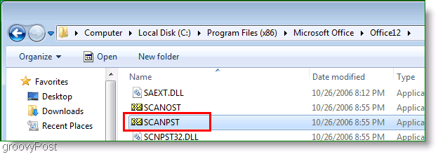 Näyttökuva - Outlook 2007 ScanPST