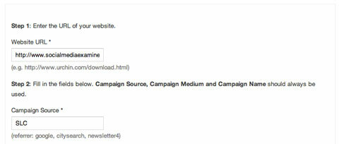 slc-kampanjan merkki Google-URL-rakennustyökalussa