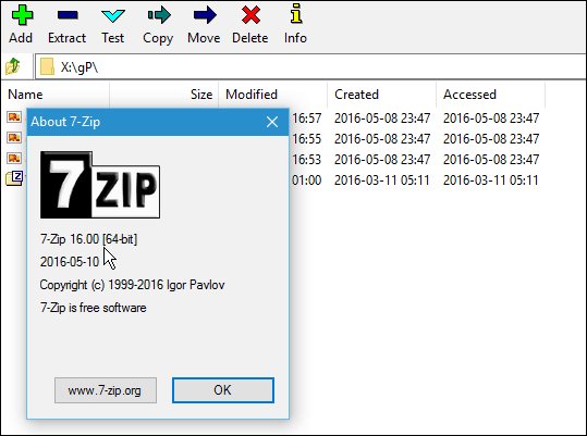 7 zip-versio 16