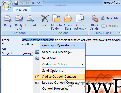 Lisää yhteystietoihin Outlook 2007