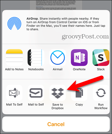 Napauta Dropbox Share iOS -lehdessä