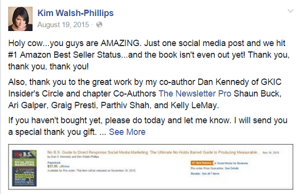 kim walsh phillips facebook-viesti Amazonista