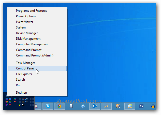 Ohjauspaneeli Windows 8 -valikko