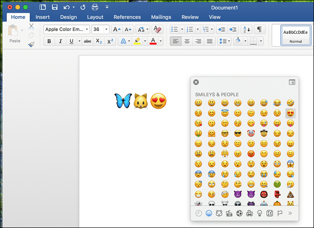 Ota emoji macos näppäimistö microsoft Word käyttöön